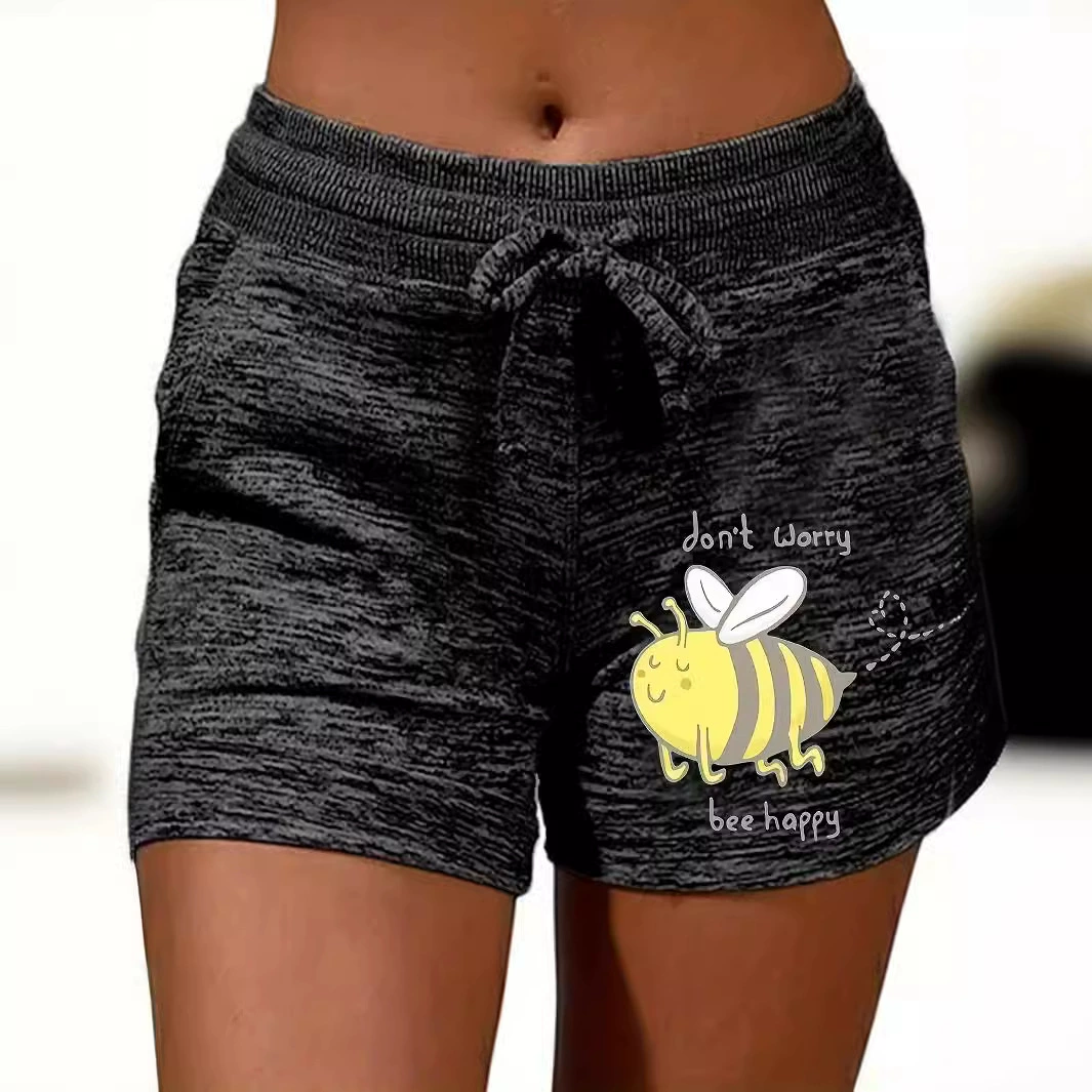 Шорты с принтом женские европейские и американские трансграничные свободные пляжные шорты женские