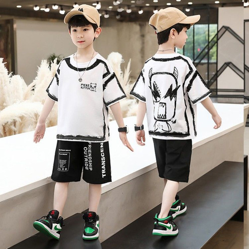 Boy's T-shirt Short Sleeve Summer Pure Cotton 2024 New Children's Clothing Summer Outfit Viral Streetwear Half Sleeve Top for Big Boys
