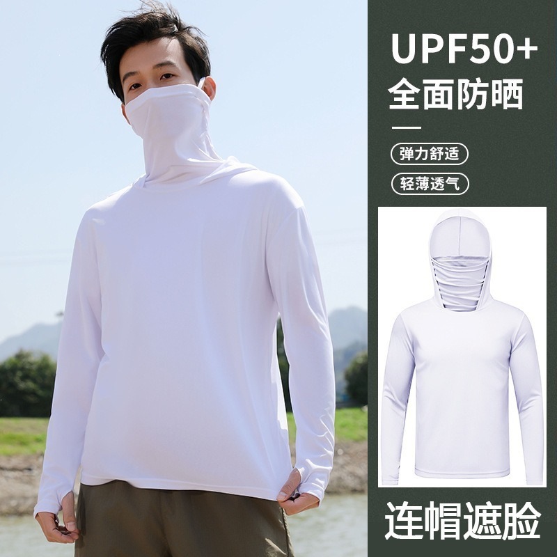Verano explosivo al aire libre hielo transpirable secado rápido ropa de pesca con máscara solar con capuchón ropa de pesca ropa de protección solar hombre