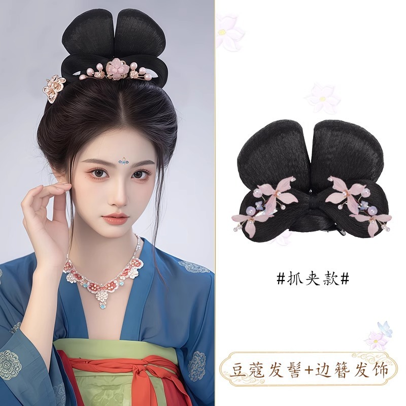 古风汉服假发一体式全套头饰古装唐风抓夹发髻懒人盘发垫发包造型|undefined