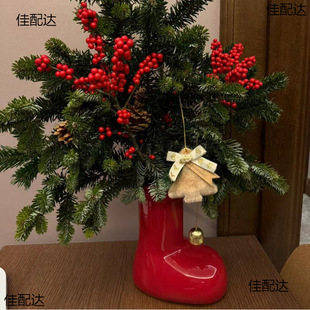 Christmas Astro Boy Red Boots Vase Creative Living Room Atmosphere Decorations Ceramic Light Luxury Ornaments