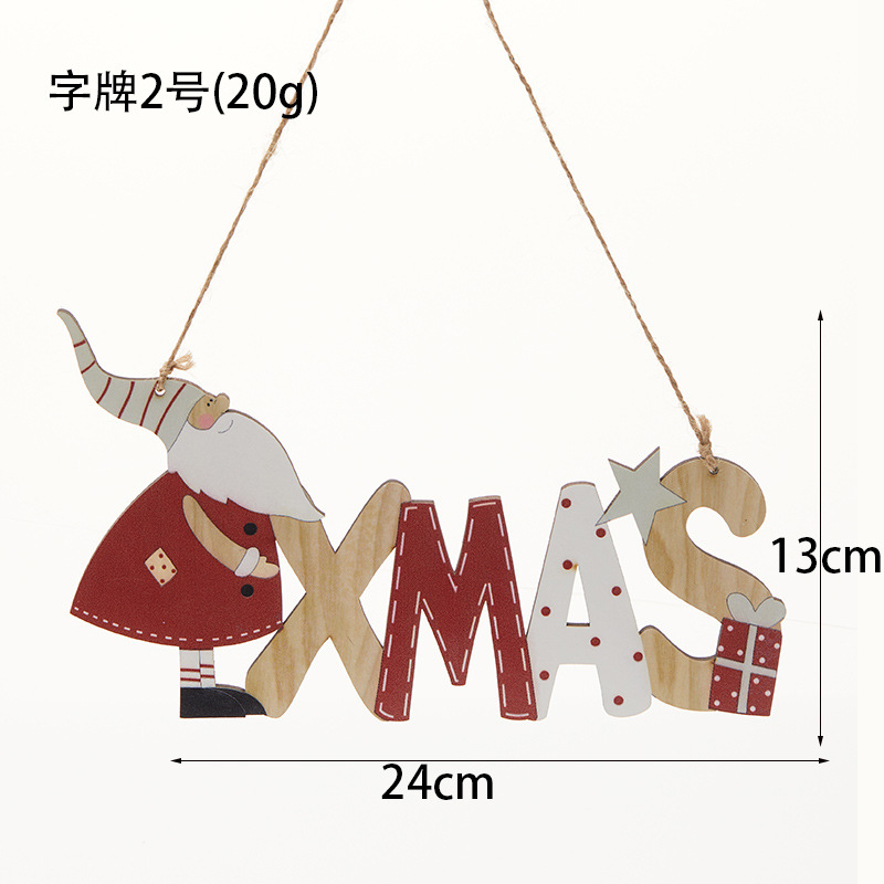 Venta caliente transfronteriza nuevo producto Papá Noel elfo placa de madera colgante XMAS feliz decoración de tarjetas de letras de Navidad
