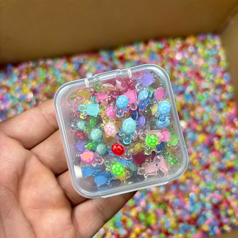 新款超级迷你小乌龟夜光彩色网红对对碰玩具diy发光树脂海龟摆件|undefined