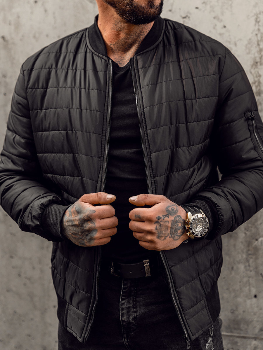 Men's Padded Quilted Stand Collar Warm Cotton Coat Jacket_voghion.com