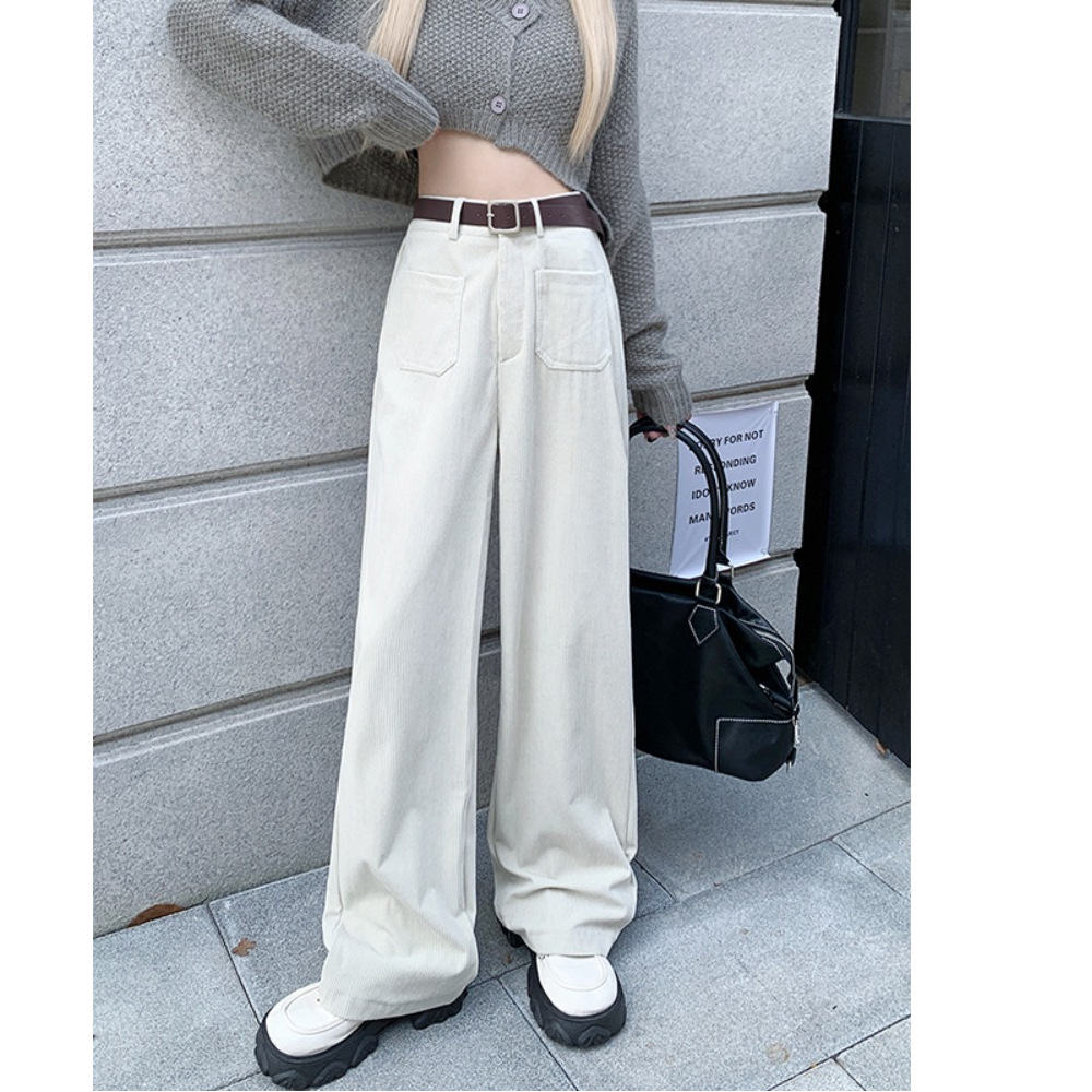 2025 nuevos pantalones rectos de terciopelo delgados pantalones gruesos variados de color curry casual pantalones de piernas de mujer image 4
