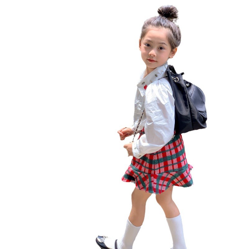 Camisa para niños Ropa para niños de estilo coreano 2024 primavera nueva camisa bordada para niñas camisa de muñeca estilo universitario para niñas de bebés medianos y grandes para niños