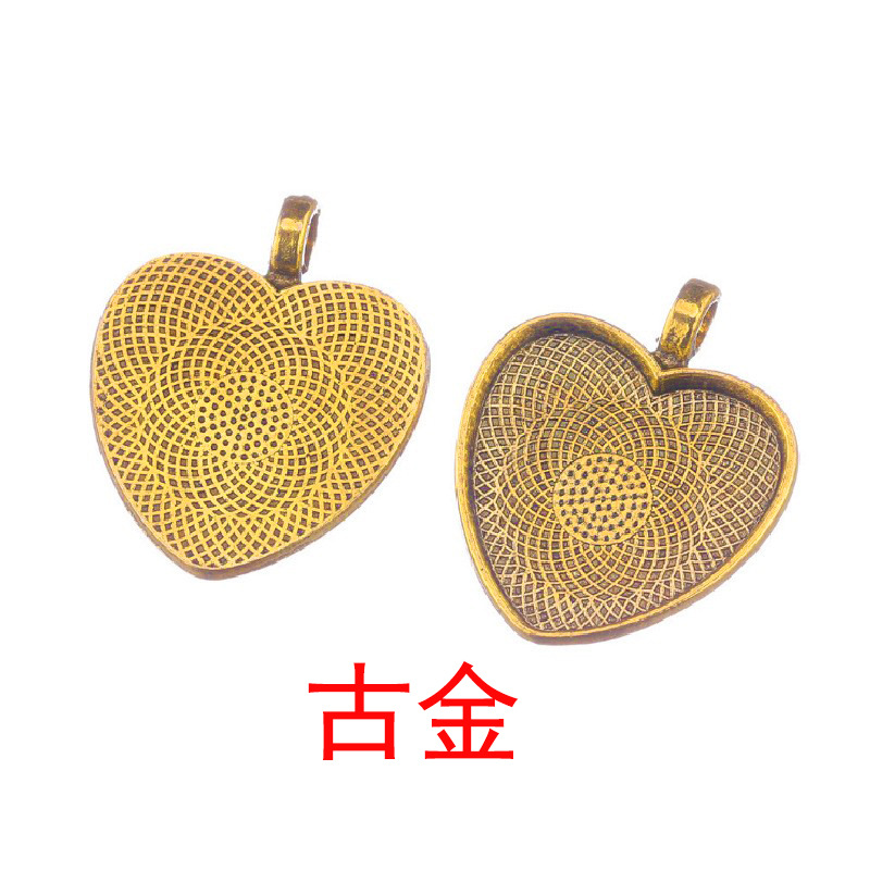 Aleación de accesorios de la joyería diy25mm melocotón corazón gema tiempo base transfronteriza Europea y Americana COLLAR COLGANTE de fábrica al por mayor