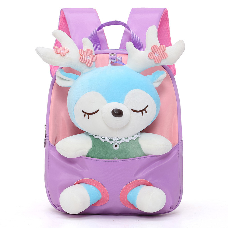 Dibujos animados felpa split ELK lindo niños pequeños mochila kindergarten bebé niña ligera moda lindo mochila