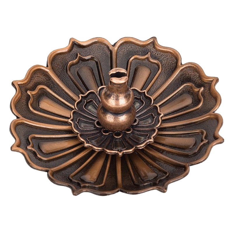 Sandalwood incense holder household incense burner rack tray creative multi-functional antique copper alloy Sanbao lotus incense plug line incense