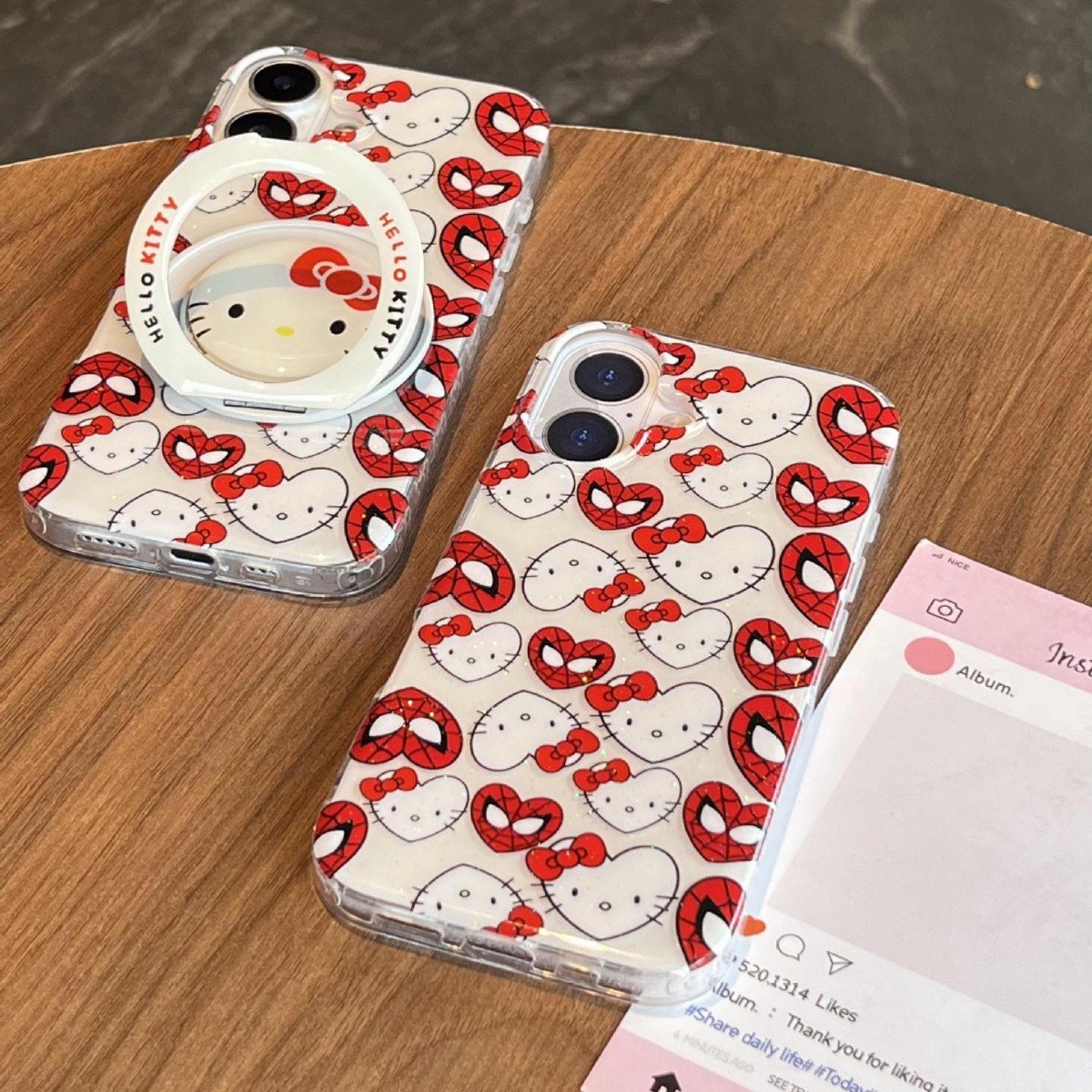 Dibujos animados coreanos amor KT gato para Apple 16ProMax funda para teléfono móvil 15Pro Spider-Man 14/13 Mujer 15PM