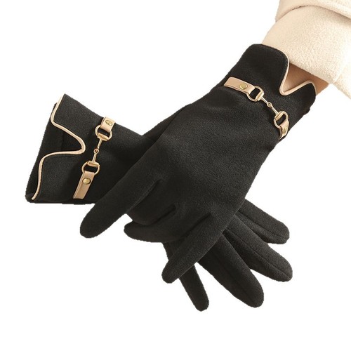 New Women's Winter Fleece Touchscreen Mobile Phone Chain Windproof Warm Driving Riding Fleece Thick Gloves