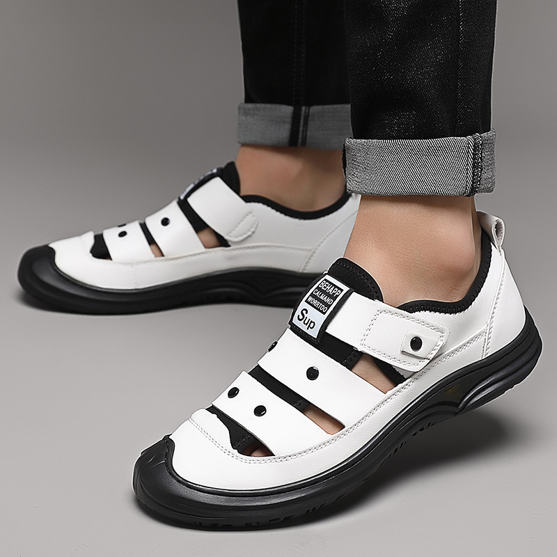 Sandalias de Playa con Punta Cerrada para Hombre de PU Transpirables para Verano