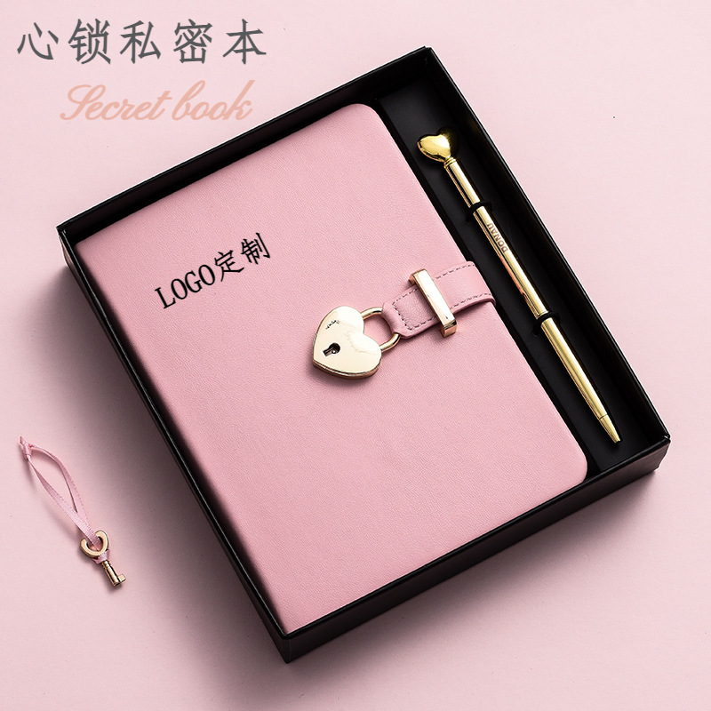 Bloqueado con contraseña cuaderno de notas personalizado a5 cuaderno de notas de alto valor de cara diario creativo caja de regalo set al por mayor