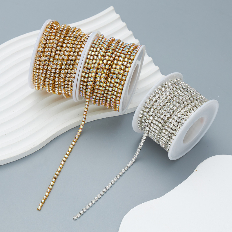 Cross-border hot-selling intensive rhinestone claw chain inlaid crystal drill chain diy material stick drill accessories factory wholesale