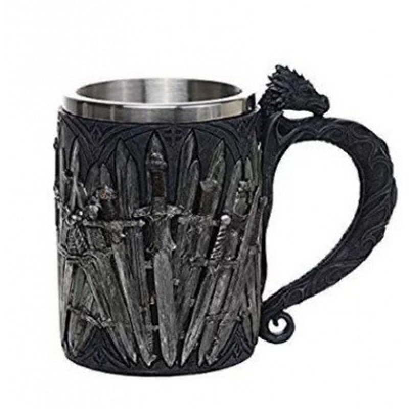 Caballero de acero inoxidable tazas de cerveza vintage tazas de whisky creativas de relieve de resina decoración tazas personales