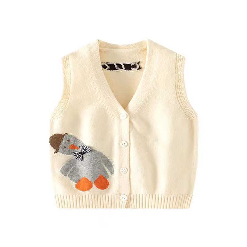 Chaleco de bebé tipo patito, para otoño e invierno, de color liso, bordado y tejido, para niños.