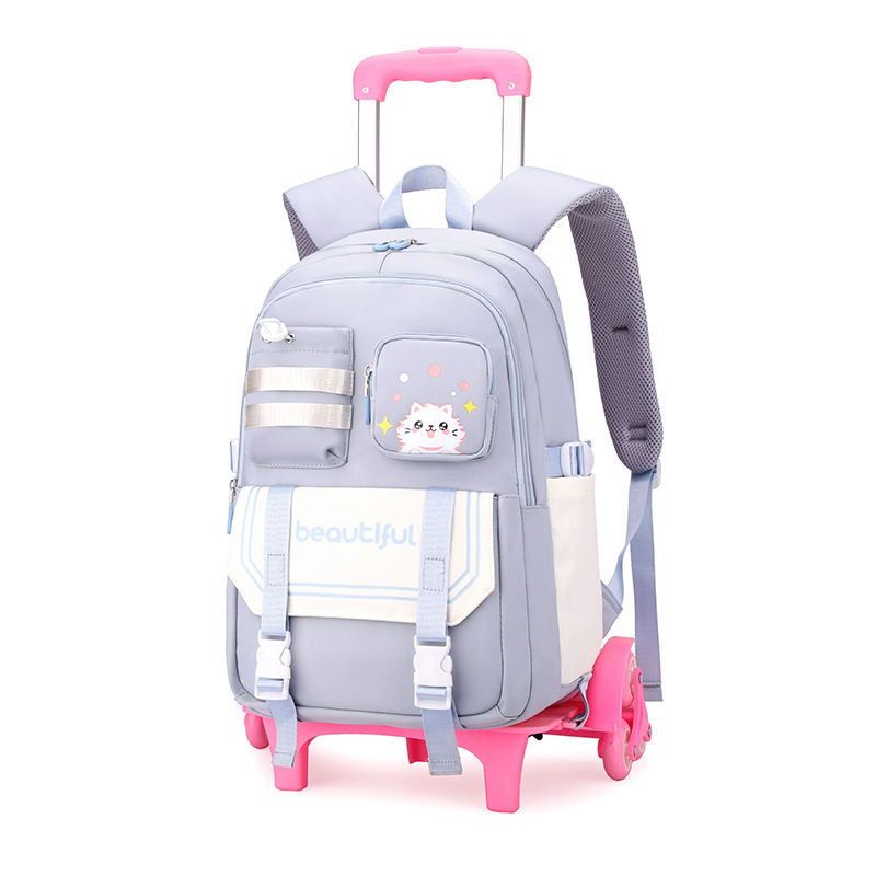 Los fabricantes venden al por mayor las mochilas escolares de trolley para estudiantes de secundaria y secundaria, mochilas de trolley de gran capacidad, bolsas de viaje con ruedas grandes transfronterizas