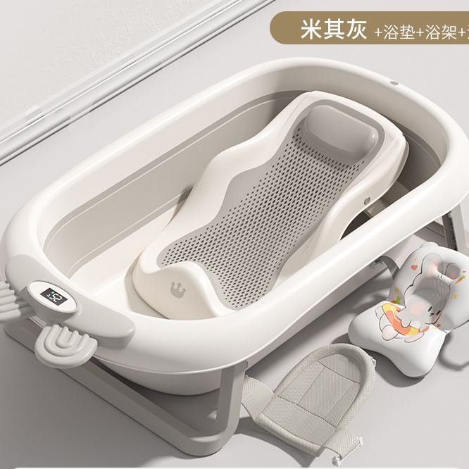 Bañera plegable para niños, bañera para bebés, bañera para bebés, puede sentarse y acostarse, baño para recién nacidos de dibujos animados grandes en casa