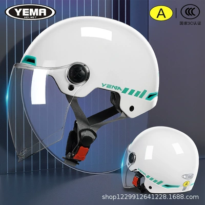 Half Helmet, New Summer Safety Helmet, Motosiklet kaskı (dəbilqə) - pearl-white-embellished-flowers-transparent-long-mirror
