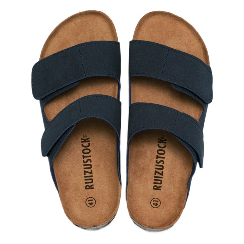 RUIZUSTOCK Rui ноги мужские пробковые тапочки прилив студенческие буксирные двойные ремни мужская пляжная обувь скраб