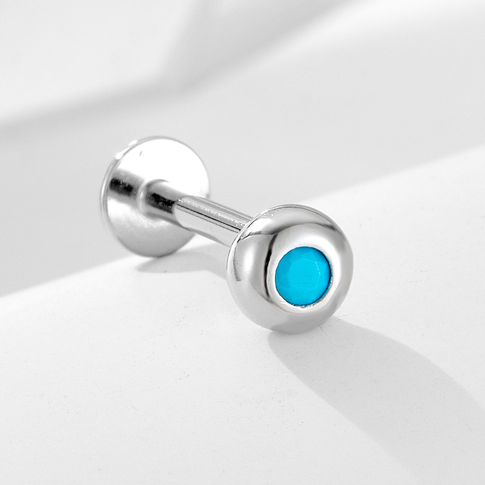 Diamantes geométricos de plata de ley 925 Opel cabeza plana hilo cuerpo humano punción oreja pendientes Europa y América joyería transfronteriza