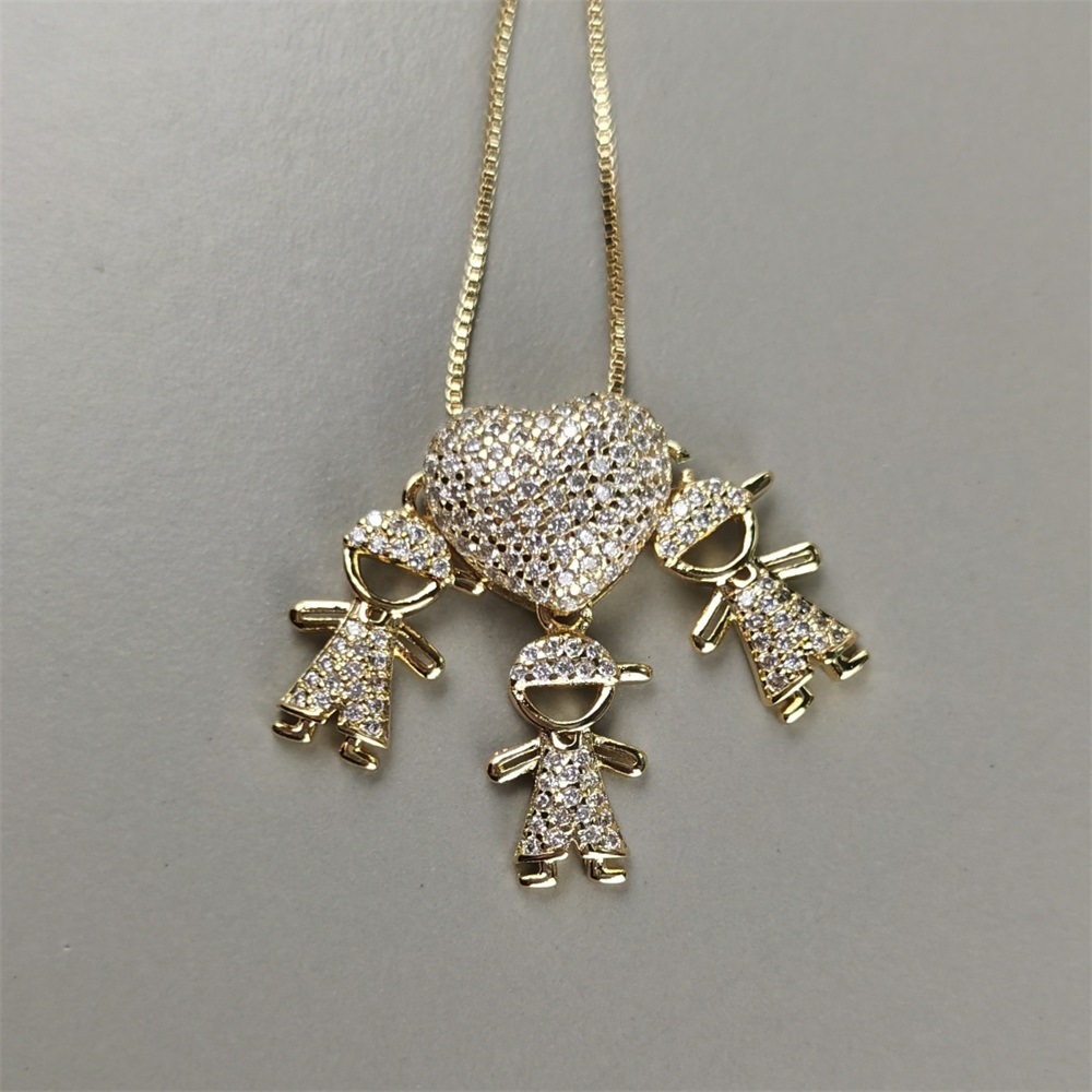 INS europeo y americano transfronterizo de zirconio-incrustaciones Encantadores Niños y Niñas collar nuevo cobre galvanoplastia colgante de moda collar de acero de titanio