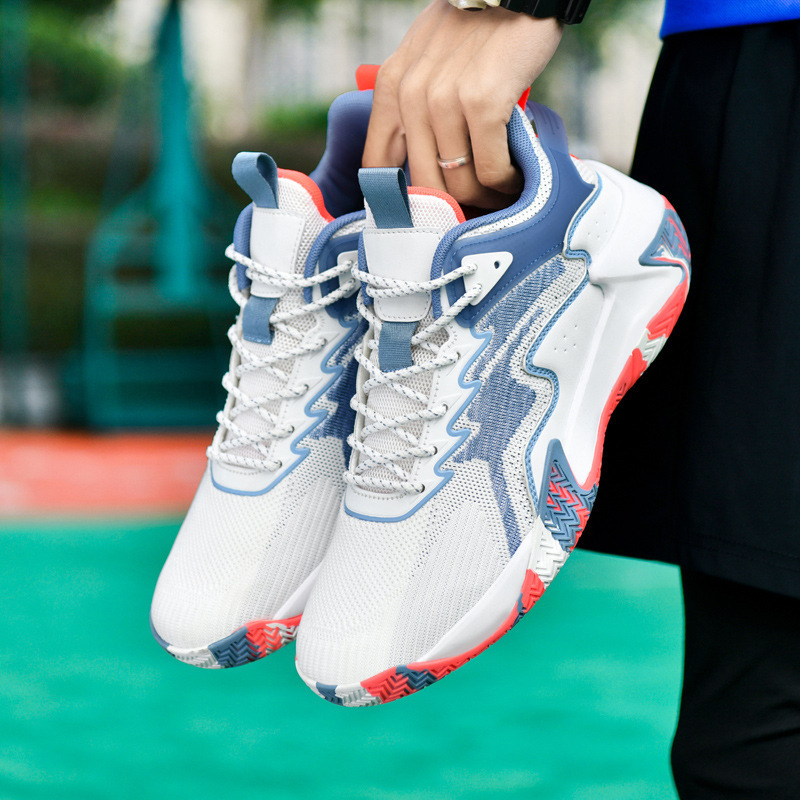 New Practical Sports Large Size Basketball Shoes for Boys Mid-Top Cement Floor Wear-Resistant and Sound-On Student Sports Shoes