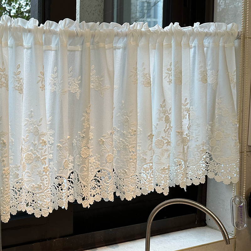 French-Style High-End Half Curtain Short Curtain American-Style Partition Curtain Kitchen Window Cabinet Screen Blocking Curtain