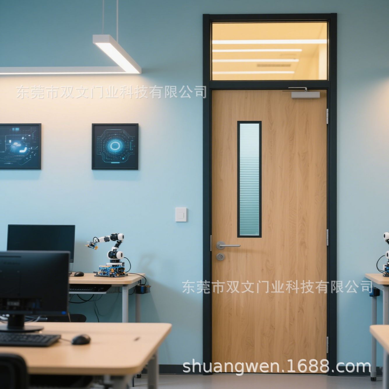 定制仿木纹色钢质门木纹转印学校教室门课室门单扇钢质木纹门