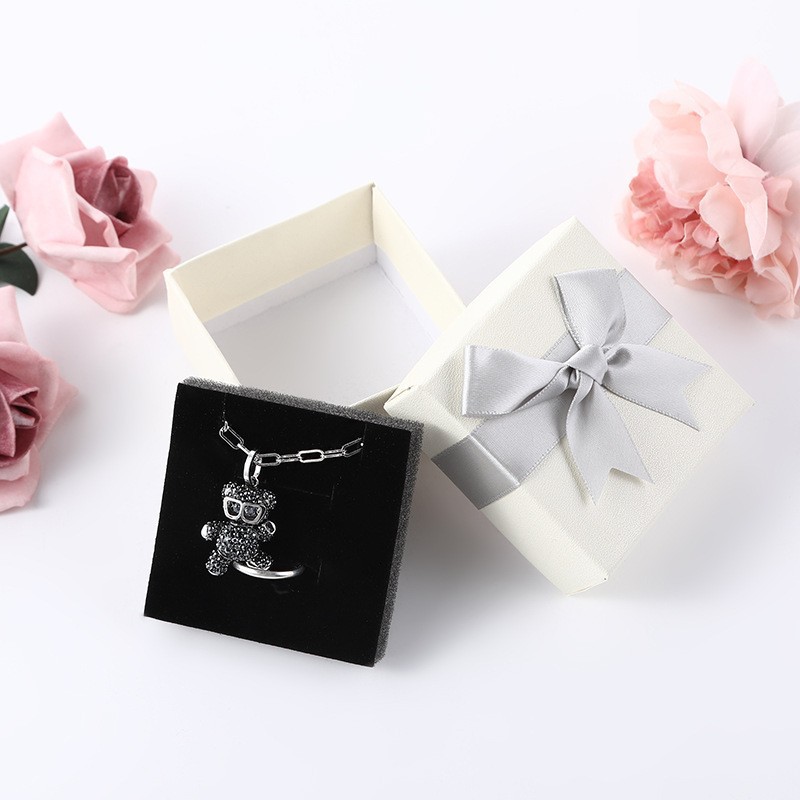 jewellery box bow ribbon packing box ring necklace earrings ear studs paper jewelry box gift box printing