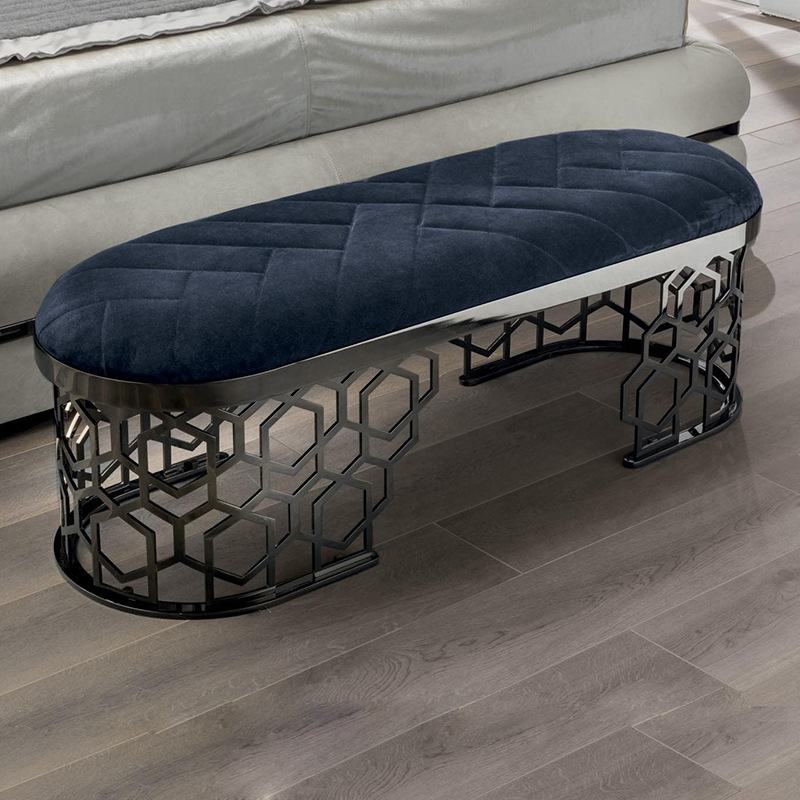 Modern Postmodern Bedroom Bench Italian Lightweight Luxury Minimalist Entryway Shoe Bench Stainless Steel Hotel Beauty Club Rest Bench