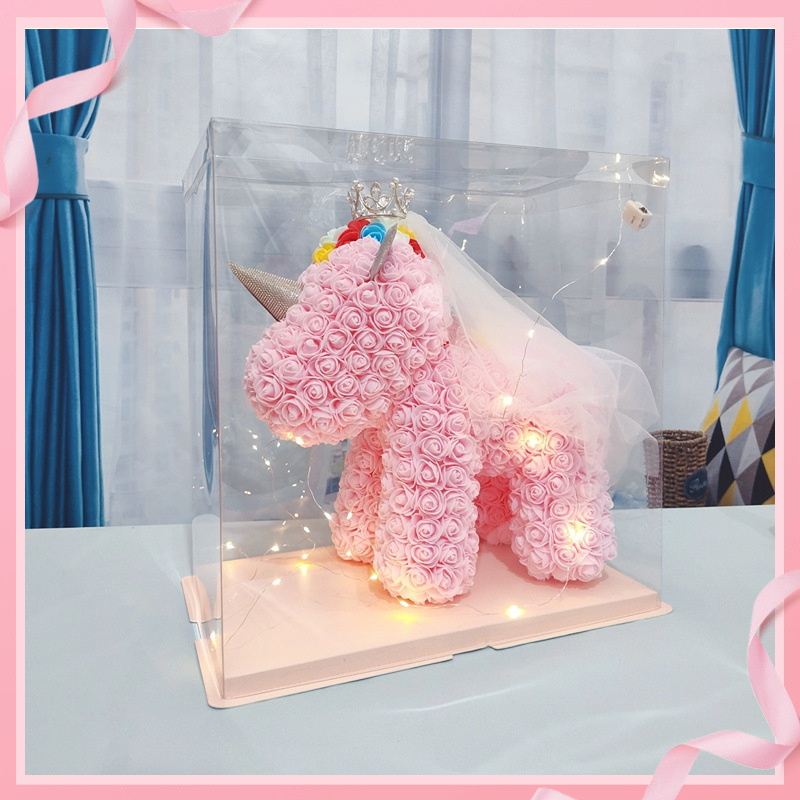 라이트 핑크 웨딩 드레스 유니콘 + 선물 상자 가벼운 끈