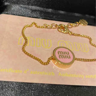 Miu家经典圆饼项链欧美跨境复古字母手链女轻奢高级感个性百搭