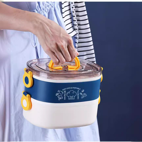INS Internet celebrity oval double-layer stainless steel lunch box student lunch box portable adult canteen office insulated lunch box