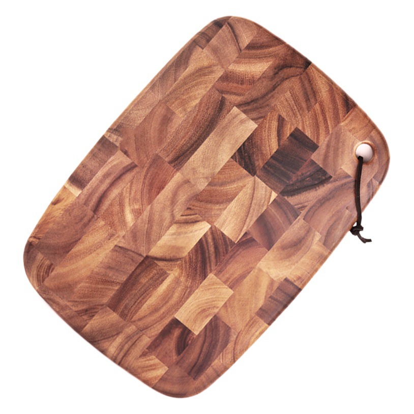 Tablero de corte vertical de madera de alta calidad transfronterizo Tablero de cortar de madera maciza Tablero de corte de cocina doméstico de grano de madera de costura de extremo de madera de acacia