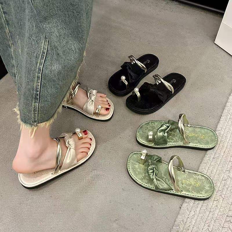 New Chinese-Style National Style Slip-On Slippers for Women, Summer 2025 New Trendy Flat Fairy-Style Sandals to Match with Dresses