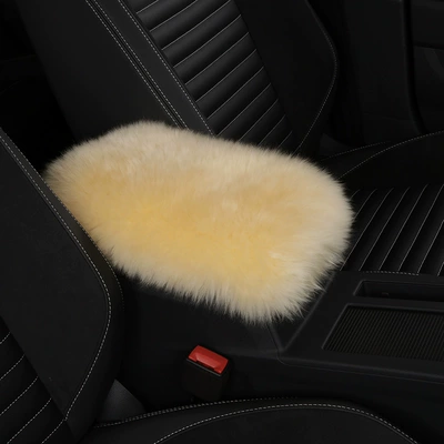 Armrest box Wool Velvet Winter Warm Pad - beige