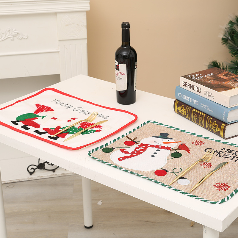 Christmas cross-border table mat decoration home supplies cartoon old man linen placemat atmosphere arrangement gift ornaments