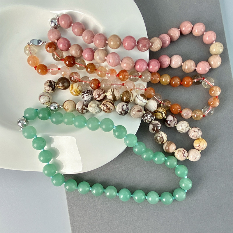 Women's Gender Elegant Color Block Natural Stone Copper Necklace In Bulk
