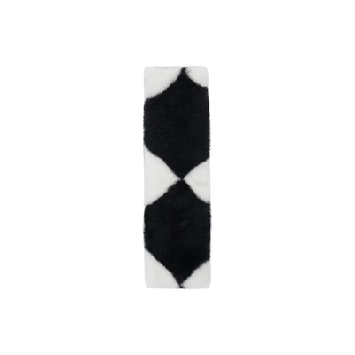 Seat belt shoulder pad: faux rabbit fur car - rabbit-fur-diamond-patterned-shoulder-pads
