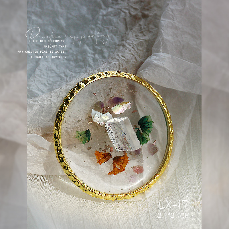 Nail ágata transparente resina borde dorado flor seca Shell lentejuelas mariposa Pentagram amor paleta placa herramienta de la joyería