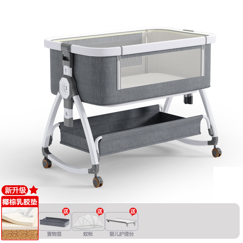 Cuna de bebé recién nacido cama costura Cama grande Baby Shaker BB cama de los niños cuna cama multifuncional móvil plegable image 42
