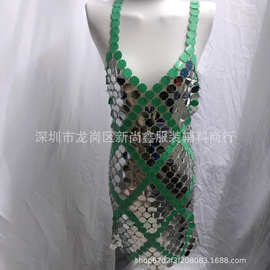 欧美闪亮性感亮片连衣裙 时尚手工拼接舞蹈夜店服装肚皮舞