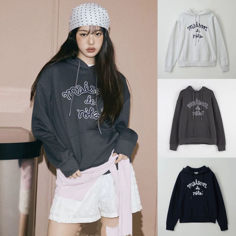 In-Stock in Jimo~ Korean Trendy Designer Brand Spring and Autumn Niche Casual Embroidered Hooded Sweatshirt, Same Style as Jang Won-Young