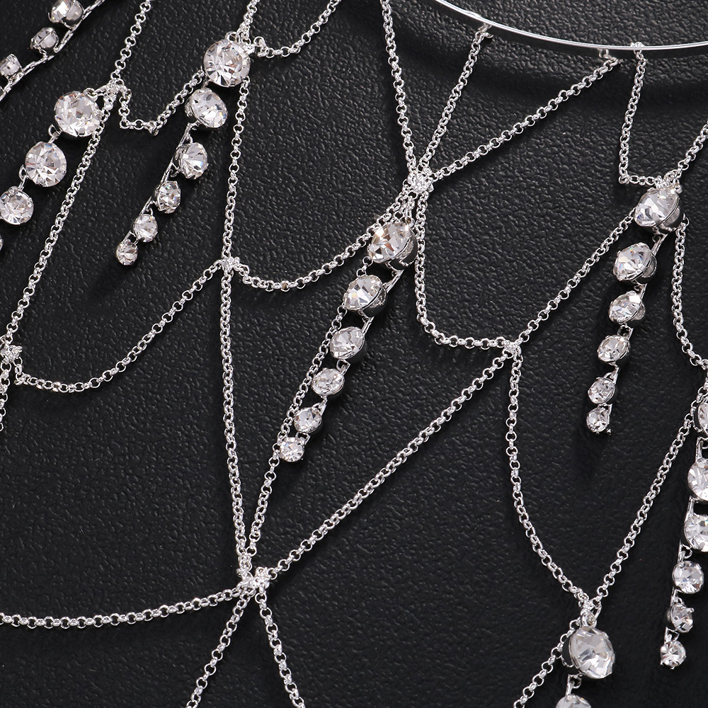 Europa y los Estados Unidos de la nueva red de bordas de cabello temperamento de diamante cadena de cabello de novia joyería universal banda de cabeza