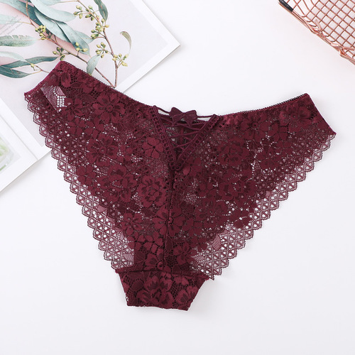 Mid-waist bow cross strap sexy hot selling briefs lace women's underwear European and American Amazon ebay