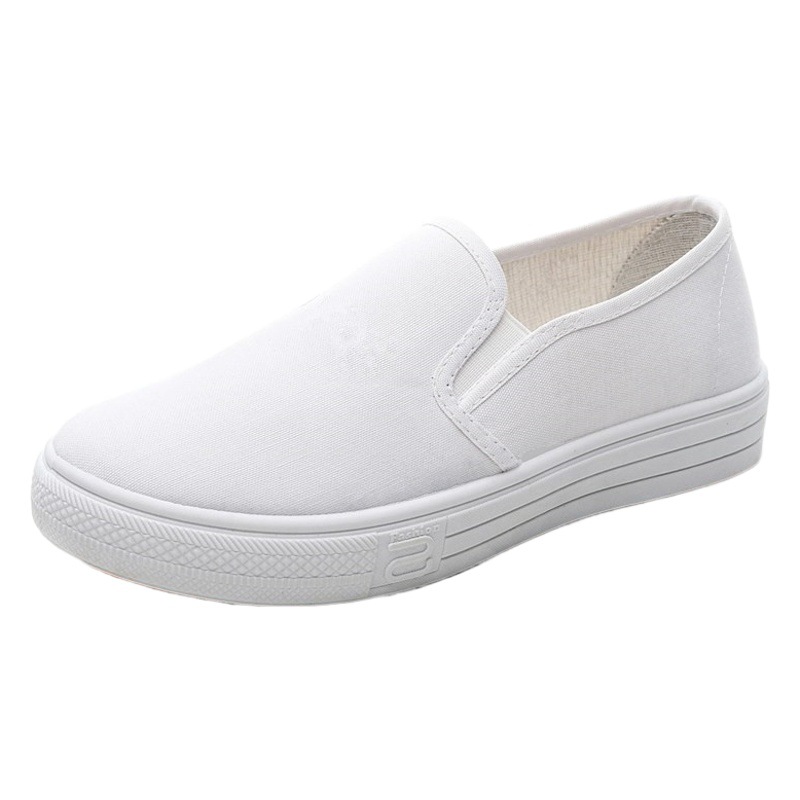 Old Beijing cloth shoes women's canvas nurse shoes lazy shoes black flat casual shoes work white shoes women's shoes