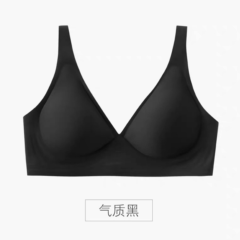 Negro tecnología Seamless jelly ropa interior de látex las mujeres pequeño pecho profundo V push up soporte superior sujetador inalámbrico sueño