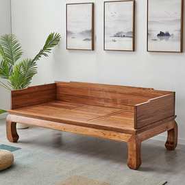 新款老榆木罗汉床家居客厅实木床榻禅意美人榻靠背小户型罗汉床