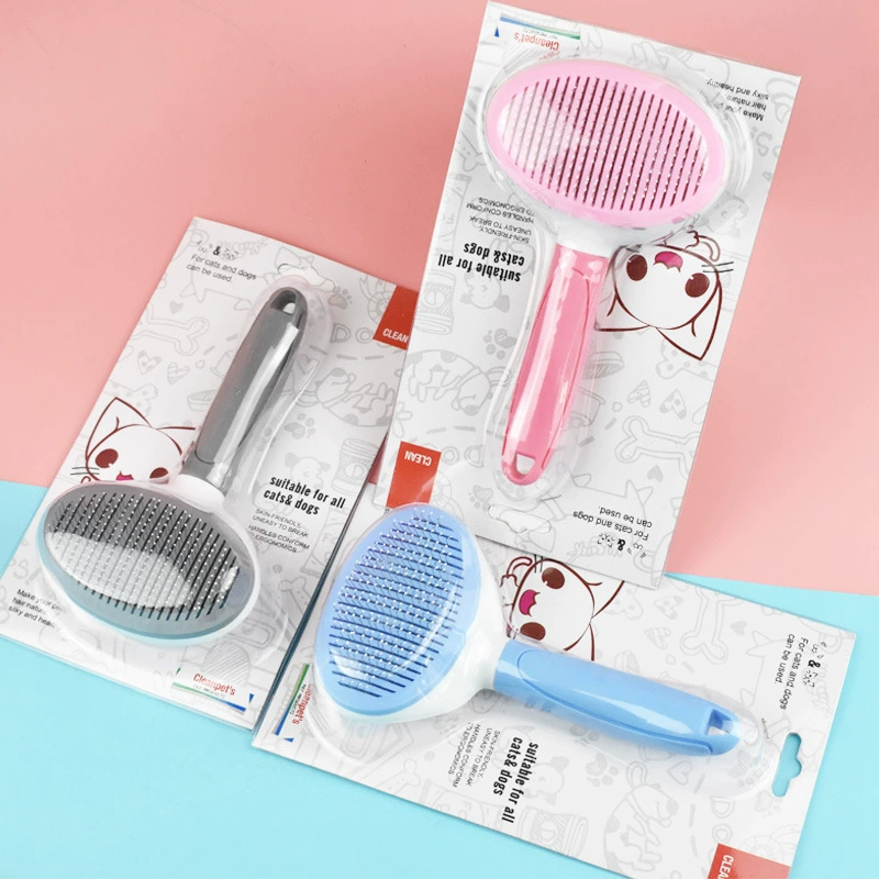 Красивая расческа для собак Щетка для собак Расческа для домашних животных из нержавеющей стали самоочищающаяся Расческа для удаления волос одноключевая щетка для удаления волос